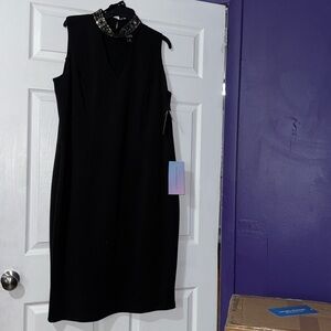 Brand New With Tags Little Black Dress With Sequence, Neck Detail